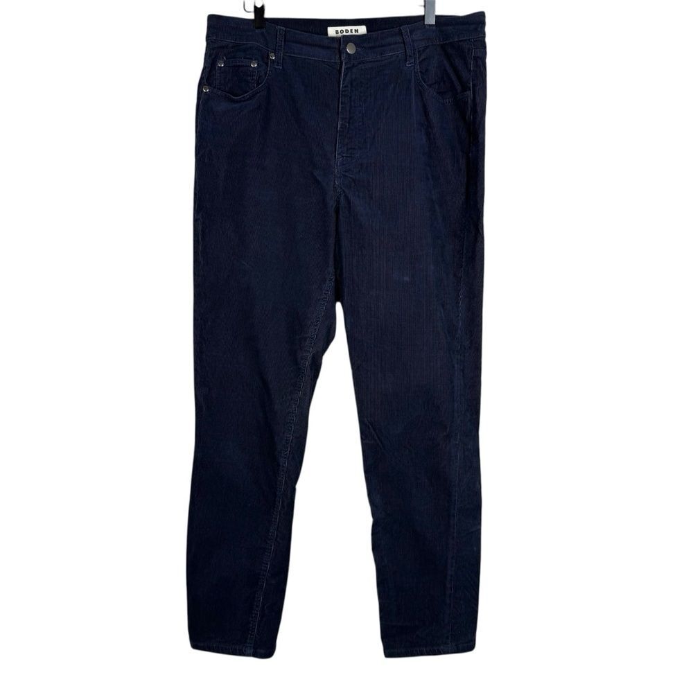 Boden 5 Pocket Corduroy Slim Straight Pants Navy Blue Stretch Women's Size 12